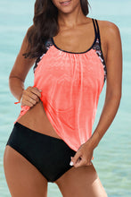 Load image into Gallery viewer, Pink Printed Lined Tankini Swimsuit
