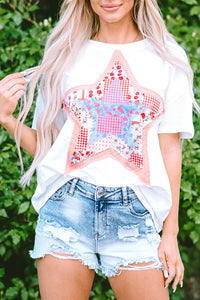 Meadow Mist Green Star Patchwork Loose T-shirt