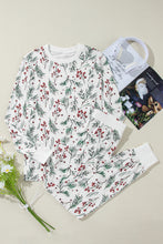 Load image into Gallery viewer, White Holly Print Thermal Pullover Pants Lounge Set
