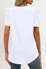 Load image into Gallery viewer, White Puff Sleeve V-Neck T-Shirt
