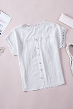 Load image into Gallery viewer, Pink Swiss Dot Lace Splicing Short Sleeve Top
