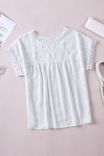 Load image into Gallery viewer, Pink Swiss Dot Lace Splicing Short Sleeve Top
