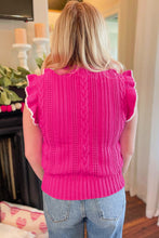 Load image into Gallery viewer, Strawberry Pink Textured Knit Ruffled Mock Neck Sweater Tank
