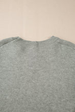 Load image into Gallery viewer, Light Grey Flower Sleeve Drop Shoulder Sweater
