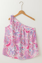 Load image into Gallery viewer, Multicolour Knotted One Shoulder Paisley Print Tank Top
