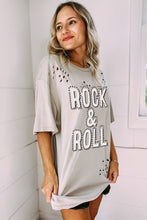 Load image into Gallery viewer, Gray Rock &amp; Roll Graphic Distressed Vintage Tee
