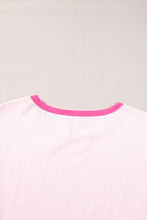 Load image into Gallery viewer, Pink Color Block Half Sleeve O Neck Plus Size T Shirt
