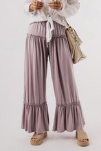 Load image into Gallery viewer, Khaki Frilled Drawstring High Waist Wide Leg Pants
