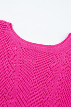 Load image into Gallery viewer, Rose Red Pointelle Knit Scallop Edge Short Sleeve Top
