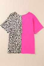 Load image into Gallery viewer, Rose Contrast Leopard Color Block Blouse
