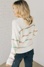 Load image into Gallery viewer, White Colorful Crossed Stitch Drop Shoulder Sweater
