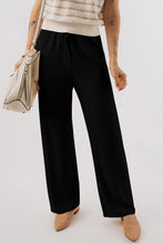 Load image into Gallery viewer, Black Textured Loose Drawstring Pants
