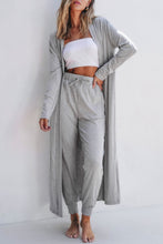 Load image into Gallery viewer, Light Grey Split Long Cardigan and Skinny Pants Lounge Set
