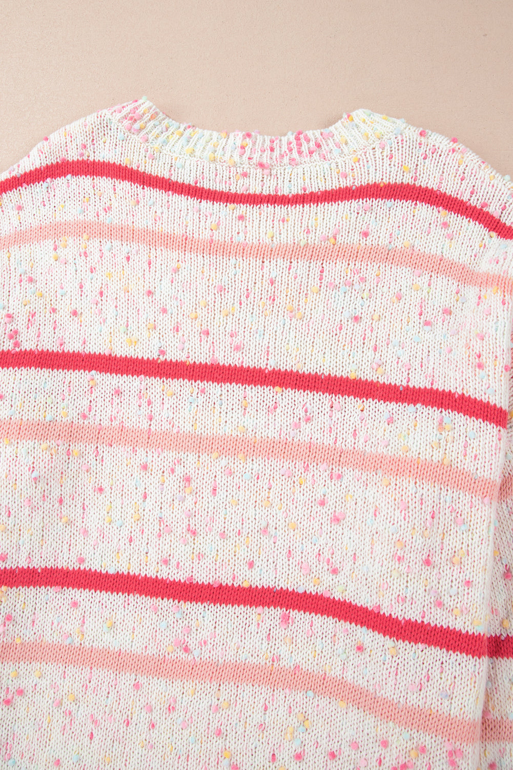 Pink Stripe Drop Shoulder Side Split Plus Size Sweater