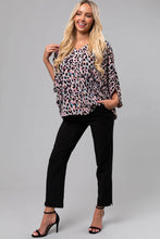 Load image into Gallery viewer, Pink Multicolor Leopard Print V Neck Oversized Blouse
