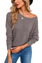 Load image into Gallery viewer, Green Textured Knit Round Neck Dolman Sleeve Sweater
