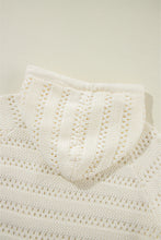 Load image into Gallery viewer, White Pointelle Knit Raglan Sleeve Hooded Sweater
