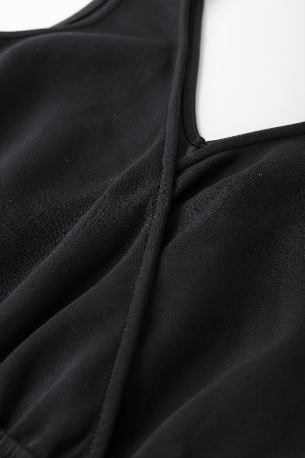 Black Wrap V Neck Sleeveless High Waist Jumpsuit