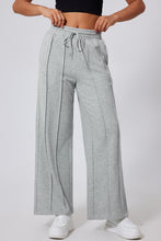 Load image into Gallery viewer, Gray Seamed Drawstring High Waist Wide Leg Sweatpants
