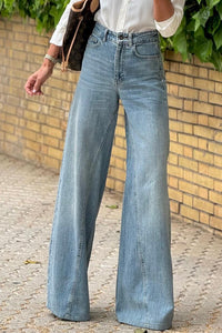 Dusk Blue Acid Wash Extra Wide Leg High Waist Long Jeans