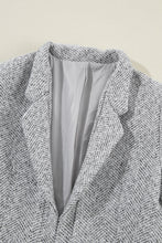 Load image into Gallery viewer, Light Grey Lapel Collar Long Jacket with Pockete
