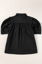 Load image into Gallery viewer, Black Crisp Puff Sleeve Loose Shirt
