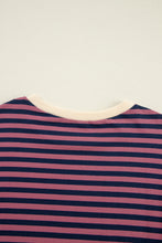 Load image into Gallery viewer, Blue Stripe Oversized Contrast Trim Pullover Sweatshirt
