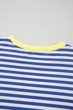 Load image into Gallery viewer, Blue Stripe Oversized Contrast Trim Pullover Sweatshirt
