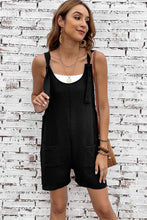 Load image into Gallery viewer, Black Adjustable Straps Pocketed Textured Romper
