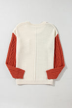 Load image into Gallery viewer, Gold Flame Colorblock Patched Pocket Drop Shoulder Sweater
