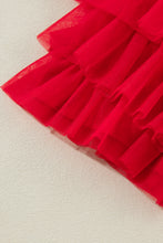 Load image into Gallery viewer, Fiery Red Tulle Ruffle Sleeve Top
