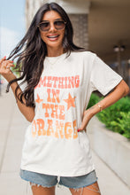 Load image into Gallery viewer, White SOMETHING IN THE ORANGE Graphic Crew Neck T Shirt
