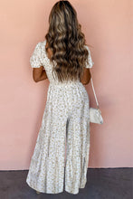 Load image into Gallery viewer, White Boho Floral Smocked Wide Leg Short Puff Sleeve Jumpsuit
