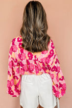 Load image into Gallery viewer, Pink Blooming Floral Print Puff Sleeve Buttoned Shirt
