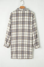 Load image into Gallery viewer, White Plaid Print Tunic Plus Size Shacket with Slits
