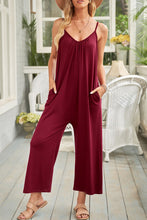 Load image into Gallery viewer, Fiery Red Spaghetti Straps Wide Leg Pocketed Jumpsuits
