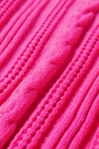 Strawberry Pink Textured Knit Ruffled Mock Neck Sweater Tank