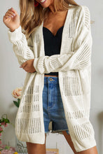 Load image into Gallery viewer, White Solid Color Lightweight Open Knit Tunic Cardigan
