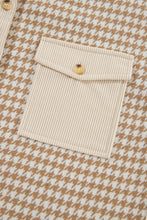 Load image into Gallery viewer, Parchment Houndstooth Corduroy Patchwork Flap Pocket Shacket
