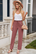 Load image into Gallery viewer, Blue Drawstring Elastic Waist Pockets Long Straight Legs Pants
