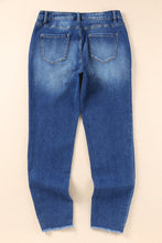 Load image into Gallery viewer, Blue Raw Hem Ankle-length Skinny Jeans
