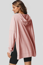 Load image into Gallery viewer, Light Pink Waffle Knit Fleece Lined High Low Oversized Hoodie
