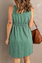 Load image into Gallery viewer, Gray Buttons Sleeveless High Waist Mini Dress
