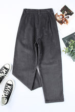 Load image into Gallery viewer, Gray Corduroy High Waist Straight Leg Pants
