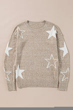 Load image into Gallery viewer, Khaki Star Pattern Drop Shoulder Sweater
