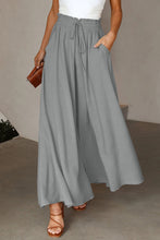 Load image into Gallery viewer, Green Drawstring Smocked High Waist Wide Leg Pants
