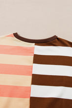 Load image into Gallery viewer, Brown Stripe Color Block Drop Shoulder Pullover Sweatshirt
