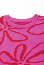 Load image into Gallery viewer, Bright Pink Button Sides Sleeveless Floral Knitted Top
