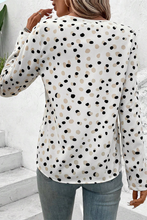 Load image into Gallery viewer, Green Polka Dot Print Button Front V Neck Blouse
