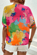 Load image into Gallery viewer, Multicolour Floral Print Folded Short Sleeve Shirt
